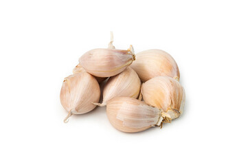 Heap of Raw garlic isolated on white background