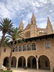 View of the Mallorca cathedral from the Almudaina Royal Palace