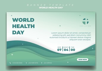 Landscape banner template in Green and white with wavy background design. Healthcare social media template design.