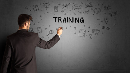 businessman drawing a creative idea sketch