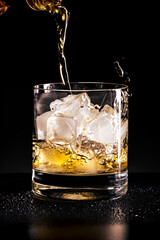 Whiskey Glas auf Eis Close Up