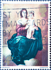 United Kingdom - circa 1967: a postage stamp from United Kingdom , showing Madonna and Child...