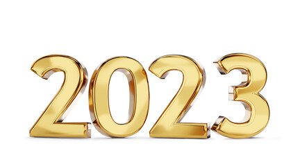 2023 golden bold letters symbol 3d-illustration