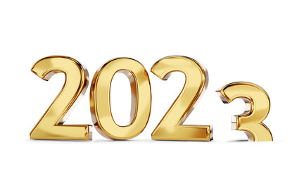2023 golden bold letters symbol 3d-illustration