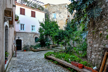 Fototapeta na wymiar A small street in Gaeta, an Italian town in the Lazio region