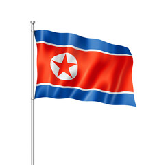 North Korean flag isolated on white