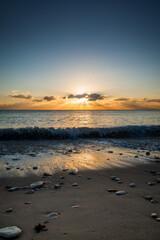 Perfect seascape view from a beach at sunset