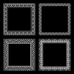 Set of decorative frames Elegant vector element for design in Eastern style, place for text. Floral black and white borders. Lace illustration for invitations and greeting cards.