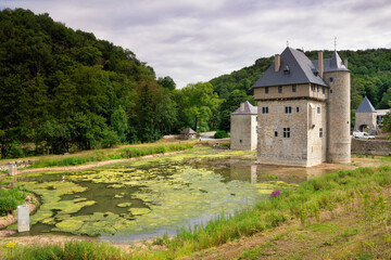 Fototapeta na wymiar View at the castle in the Belgian village Crupet