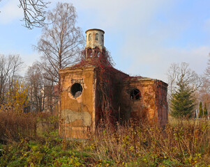 Old crypt at the Nikolsky cemetery of the Alexander Nevsky Lavra in Saint Petersburg, Russia....