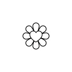 Outline sign related to heart and romance. Editable stroke. Modern sign in flat style. Suitable for advertisements, articles, books etc. Line icon of flower with stigma in form of heart