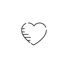 Outline sign related to heart and romance. Editable stroke. Modern sign in flat style. Suitable for advertisements, articles, books etc. Line icon of lines on heart as symbol of love and romance