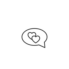 Outline sign related to heart and romance. Editable stroke. Modern sign in flat style. Suitable for advertisements, articles, books etc. Line icon of hearts inside of speech bubble
