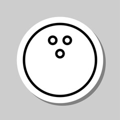 Bowling ball simple icon. Flat desing. Sticker with shadow on gray background.ai