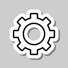 Gear simple icon vector. Flat desing. Sticker with shadow on gray background.ai