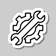 Gear wrench simple icon. Flat desing. Sticker with shadow on gray background.ai