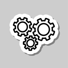 Gears simple icon vector. Flat desing. Sticker with shadow on gray background.ai