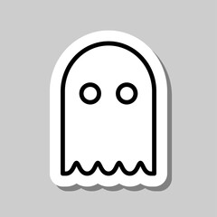 Ghost simple icon. Flat desing. Sticker with shadow on gray background.ai