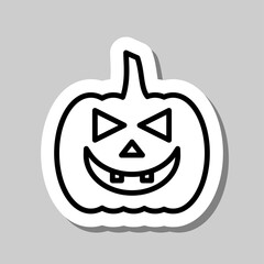 Halloween pumpkin simple icon. Flat desing. Sticker with shadow on gray background.ai