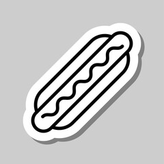 Hot Dog simple icon vector. Flat desing. Sticker with shadow on gray background.ai