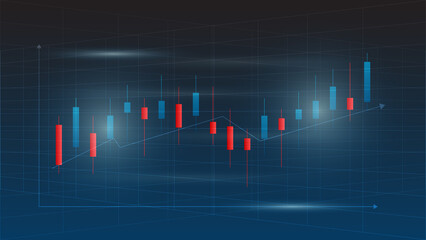 candlestick chart with line graph shows stock market price or financial investment profit. business management background concept