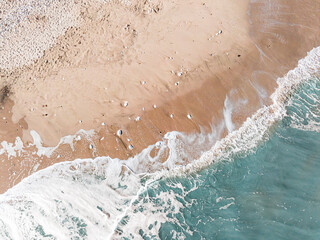 Look Down Drone Shot of the Sea - Waves - Shore 