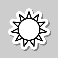 Sun simple icon vector. Flat desing. Sticker with shadow on gray background.ai