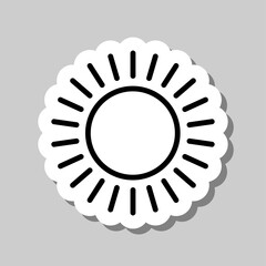 Sun simple icon, vector. Flat desing. Sticker with shadow on gray background.ai