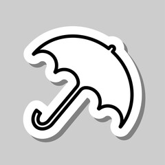 Umbrella vector simple icon. Flat desing. Sticker with shadow on gray background.ai