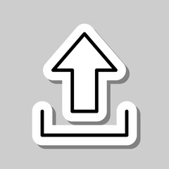 Upload simple icon, vector. Flat desing. Sticker with shadow on gray background.ai