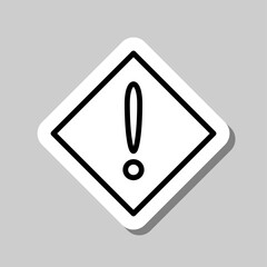 Warning simple icon, vector. Flat desing. Sticker with shadow on gray background.ai