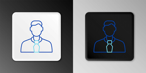 Line Worker icon isolated on grey background. Business avatar symbol user profile icon. Male user sign. Colorful outline concept. Vector