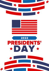 Fototapeta na wymiar Happy Presidents' Day in February. Celebrated in United States. Washington's Birthday. Federal holiday in America. Patriotic american vector illustration. Poster, banner and background