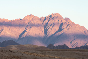 Naklejka na ściany i meble Morning mountains landscape on the South Sinai Peninsula, Egypt.