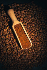 coffe beans on dark background