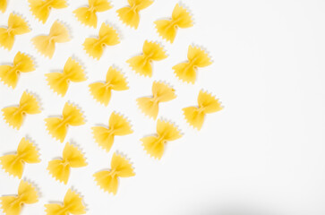 farfalle pasta on white background