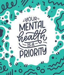 Lettering slogan about therapy. Funny quote for blog, poster and print design. Modern calligraphy text. Mental healthcare