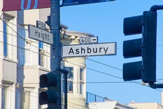 Corner of Haight and Ashbury Street Signs Day
