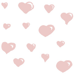 Plakat Seamless pattern with hand-drawn pink hearts. Vector romantic texture. Set of design elements isolated on transparent background