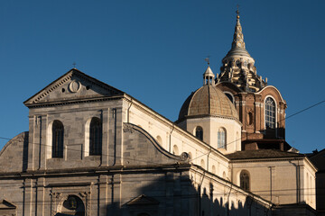Fototapeta na wymiar Guarini dome and bell tower of the church of San Giovanni Battista