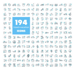 194 travel vacation vector icons set © nasik