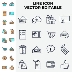 Market Shopping elements set icon symbol template for graphic and web design collection logo vector illustration