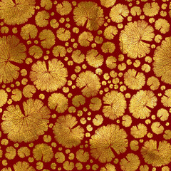 Fancy Abstract Gold Floral Garden Red