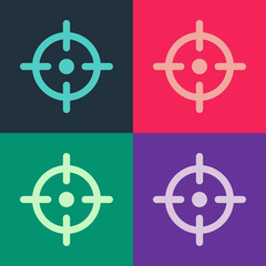 Pop art Target sport icon isolated on color background. Clean target with numbers for shooting range or shooting. Vector