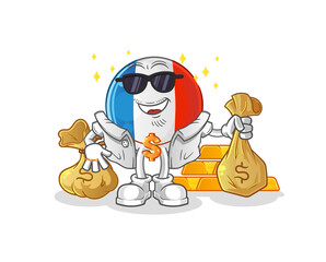 french flag rich character. cartoon mascot vector