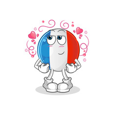 french flag shy vector. cartoon character