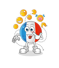 french flag laugh and mock character. cartoon mascot vector