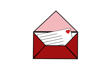 Valentine's Letter in Red and Pink Envelope