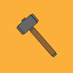 Big hammer for crushing hard rock. Vector illustration for logo, icon, symbol
