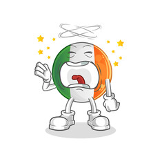 irish flag yawn character. cartoon mascot vector